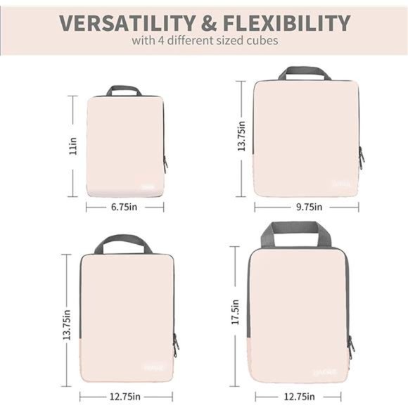 4 Set Compression Packing Cubes Travel Accessories Expandable Packing Organizers - Picture 2 of 6